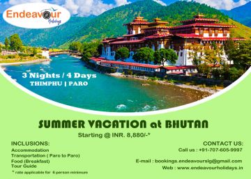 BHUTAN THIMPHU PARO SIMTOKHA DZONG TAKIN ZOO TIGER NEST  3 NIGHT 4 DAY VACATION