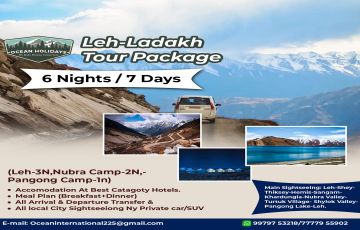 6 Days 5 Nights Leh to pangong lake Trip Package