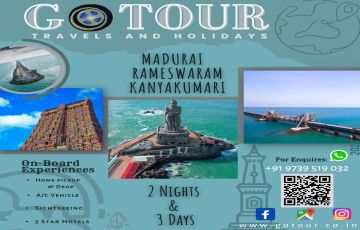 Bangalore to Madurai Rameshwaram & Kanyakumari 2 nights & 3 days tour by GoTour