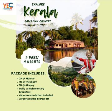 5 Days 4 Nights Munnar, Thekkady with Alleppey Hill Stations Tour Package by YES Holidays