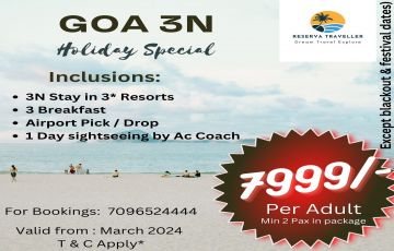 4 Days 3 Nights Goa Tour Package by Reserva Traveller