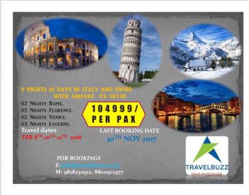Ecstatic 10 Days 9 Nights Italy with Zurich Tour Package