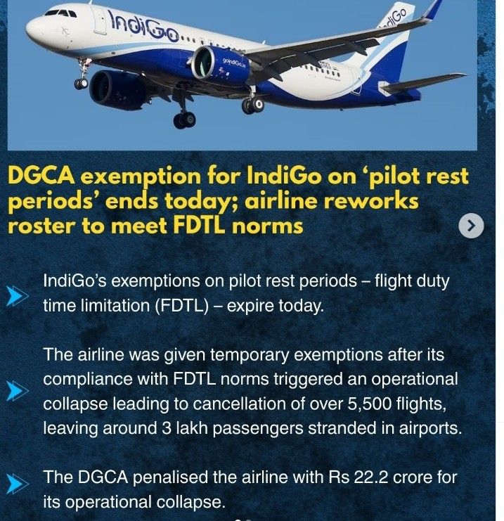DGCA Exemption for IndiGo on 'Pilot Rest Periods' Ends Today; Airline Reworks Roster to Meet FDTL Norms