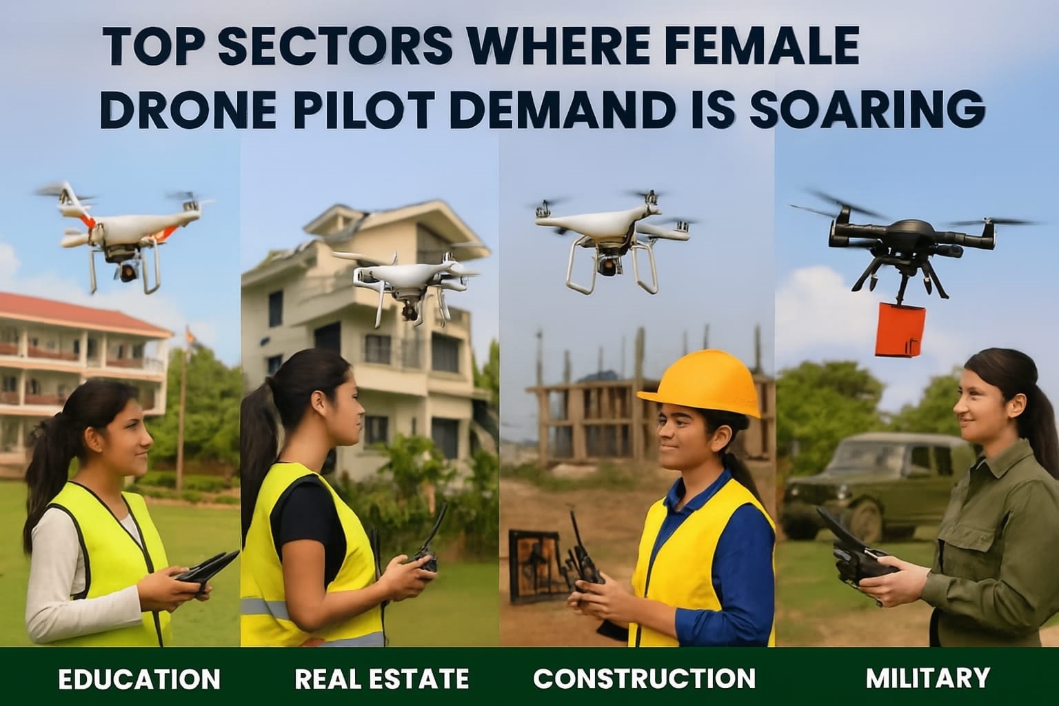 Which are the Top Sectors where Female Drone Pilot Demand is Growing Rapidly?