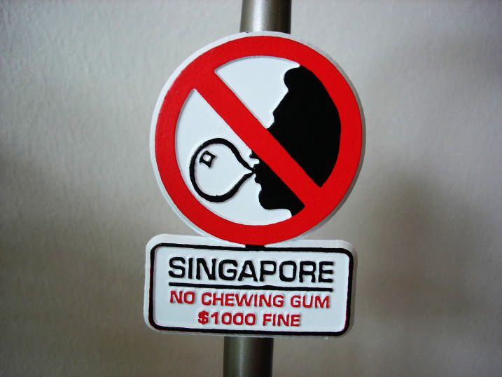 2. Chewing gum is illegal in Singapore