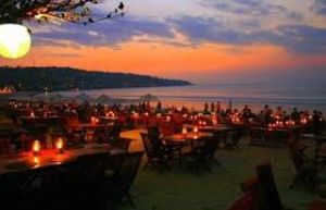 Dinner by the sunset at Jimbaran Beach 